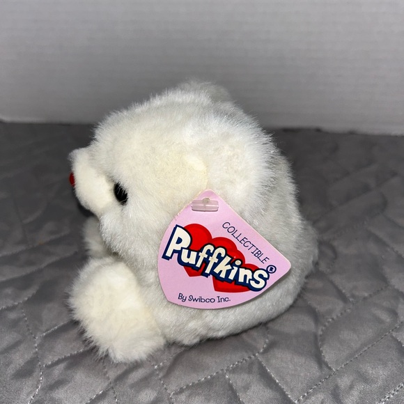 Puffkins Hugs the Bear Red Heart Paws Small 4” Plush Swibco 1994 Vtg w/Ear Tag - Picture 2 of 8